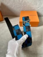 Louis Vuitton Reversible LV Belt Damier Graphite 3D Canvas Blue and Black LV Women Belt - Image 4