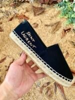 Saint Laurent Women's Saint Laurent Embroidered Espadrilles Black For Women YSL - Image 4