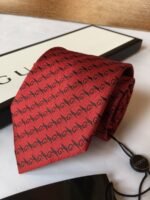 Gucci G Silk Jacquard Tie Red GG Men Tie - Image 7