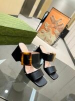 Gucci Women's Sandal With Bamboo Buckle Black For Women GG