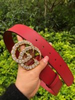 Gucci Belt Beaded Double G Red GG, Women Belt ‎453260 - Image 5