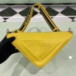 Prada Saffiano Triangle Shoulder Bag 11in/ 28cm Yellow Silver Hardware For Women 2VH155_2FAD_F0377_V_OOO - Image 2