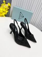 Prada Satin Slingback Pumps With Crystals Black For Women 2.2in/55mm PRD - Image 2