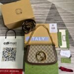 Gucci Blondie Medium Shoulder Bag 11in/ 28cm Beige/ Ebony GG Supreme Canvas Gold Hardware For Women 699268 K9GSG 8358 - Image 4