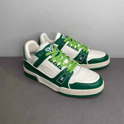Louis Vuitton Trainer Sneaker Mix Of Materials White/Green Virgil Abloh For Men LV 1A9VNK
