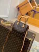 Louis Vuitton Nano Speedy Top Handle Bag 6.3in/ 16cm Brown Monogram Canvas Gold Hardware For Women M81085 - Image 6