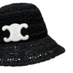 Celine Bucket Hat In Raffia Black For Women 57cm/22.4in - Image 3