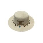 Celine Wide Brim Straw Hat Raffia Light Beige For Women 57cm/22.4in