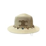 Celine Wide Brim Straw Hat Raffia Light Beige For Women 57cm/22.4in - Image 4