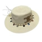 Celine Wide Brim Straw Hat Raffia Light Beige For Women 57cm/22.4in - Image 3