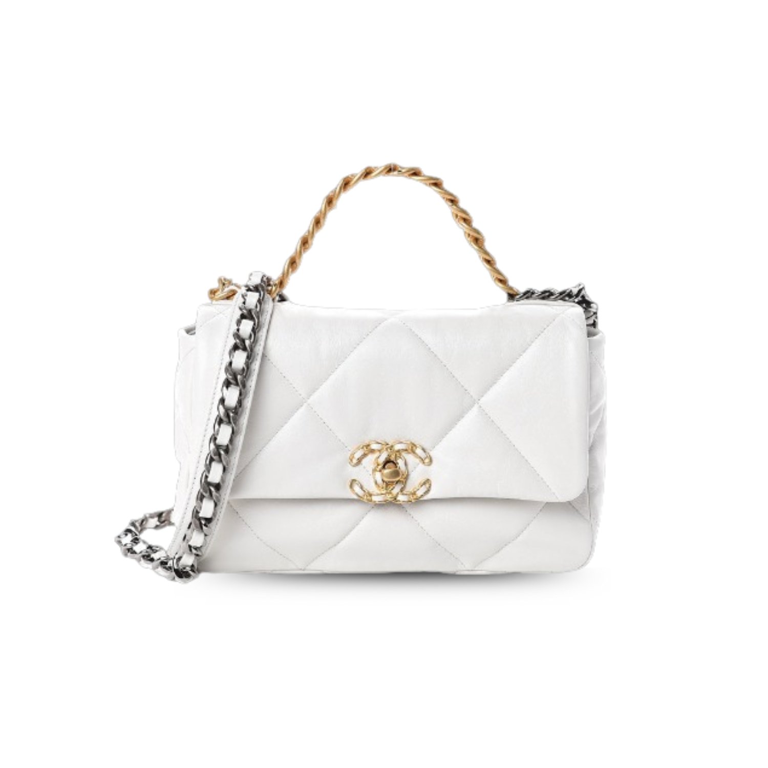 chanel-19-flap-bag-2.jpg Chanel 19 HandBag White AS1160 - Image 1