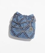 Chanel 22 Mini Crossbody Bag 7.8in/ 20cm Blue Silver Hardware For Women AS3980 B15833 NW287 - Image 4