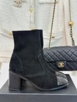 Chanel Ankle Chunky Heel Boots Black 7cm/2.8in For Women - Image 2