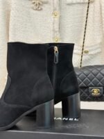 Chanel Ankle Chunky Heel Boots Black 7cm/2.8in For Women - Image 9