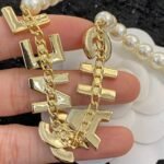 Chanel Pearl And Crystal Logo Gold Tone For Women - Image 5