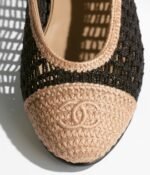Chanel Raffia Ballet Flats Black/Beige For Women G46352-B19806-NAFBB - Image 3