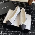 Chanel Ballet Flats White/Black For Women G02819-B20352-U0612 - Image 5