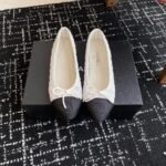 Chanel Ballet Flats White/Black For Women G02819-B20352-U0612 - Image 6