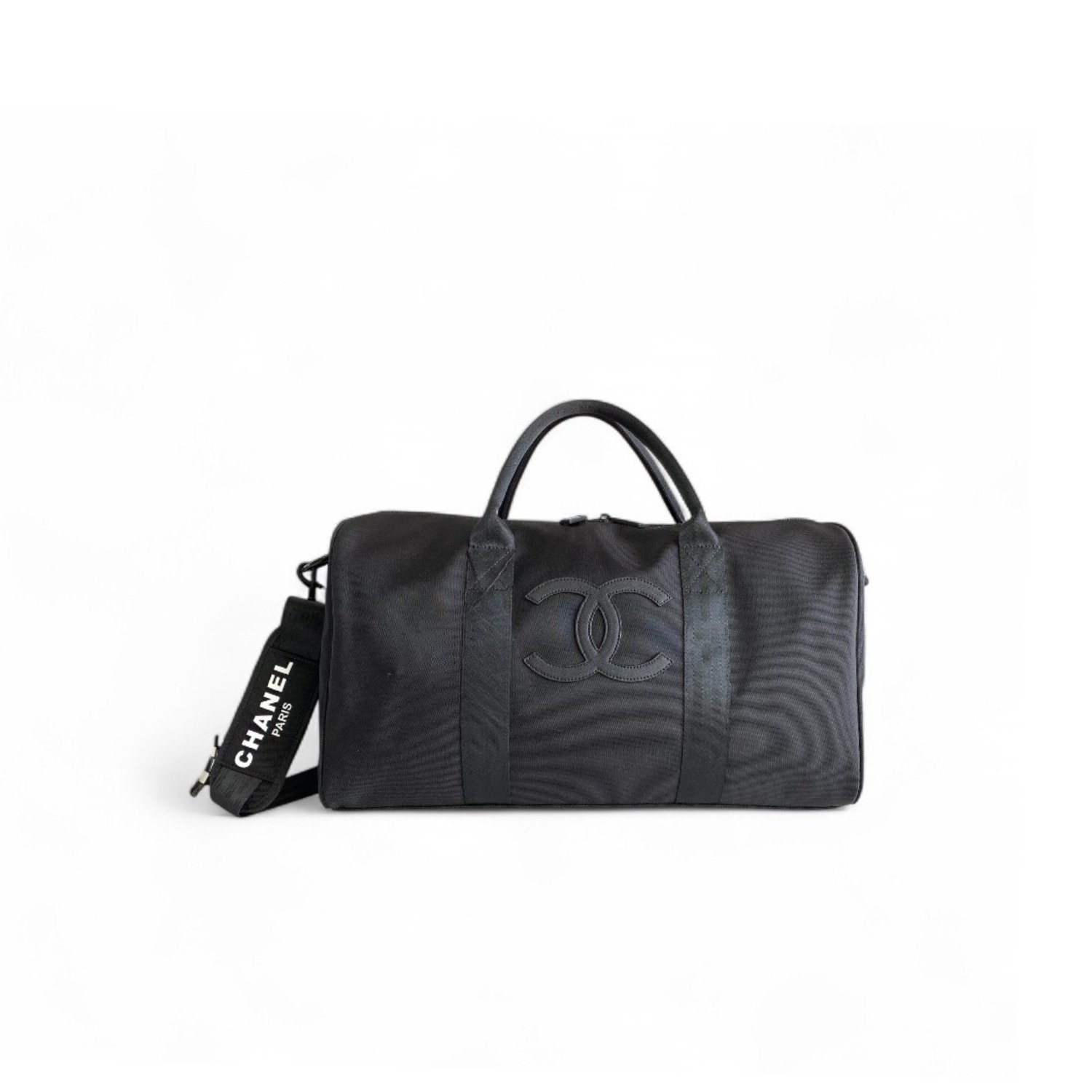 chanel-cc-logo-novelty-boston-travel-bag.jpg Chanel CC Logo Novelty Boston Travel Bag Black For Women 17.7in/45cm - Image 1