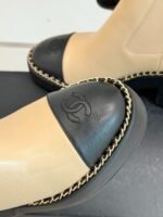 Chanel Chelsea Chunky Heel Boots Two Tone Beige And Black For Women - Image 8