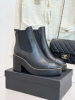 Chanel Chelsea Chunky Heel Boots Black For Women - Image 2