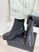 Chanel Chelsea Chunky Heel Boots Black For Women - Image 3