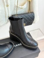 Chanel Chelsea Chunky Heel Boots Black For Women - Image 4