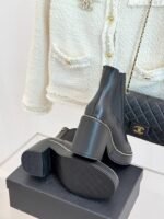 Chanel Chelsea Chunky Heel Boots Black For Women - Image 10