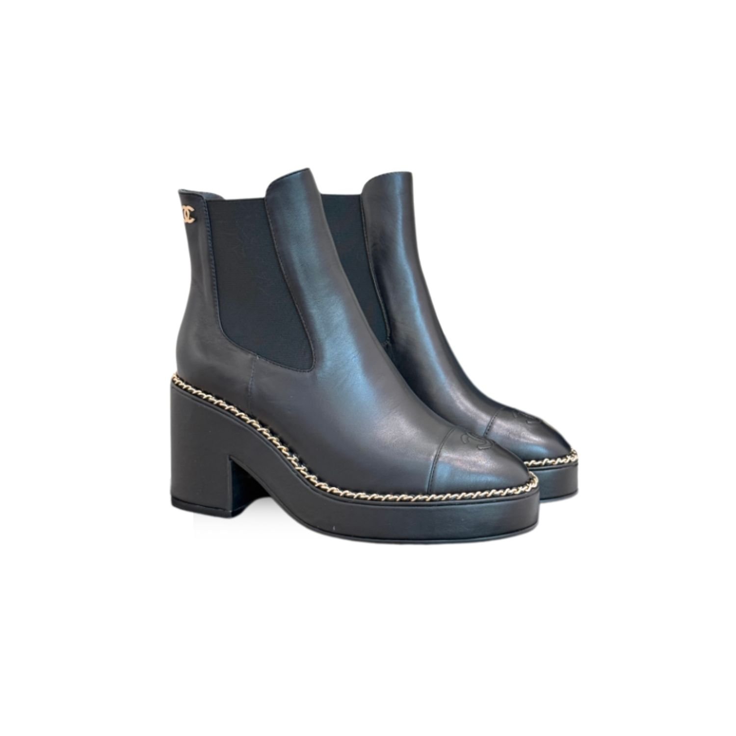 chanel-chelsea-chunky-heel-boot-black.jpg Chanel Chelsea Chunky Heel Boots Black For Women - Image 1