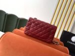 Chanel Classic Flap Bag Mini Crossbody 7.8in/ 20cm Burgundy Silver Hardware For Women - Image 3