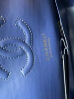 Chanel Classic Double Flap Bag Medium Crossbody 9.9in/ 25.5cm Blue Gold Hardware For Women A01112 - Image 6