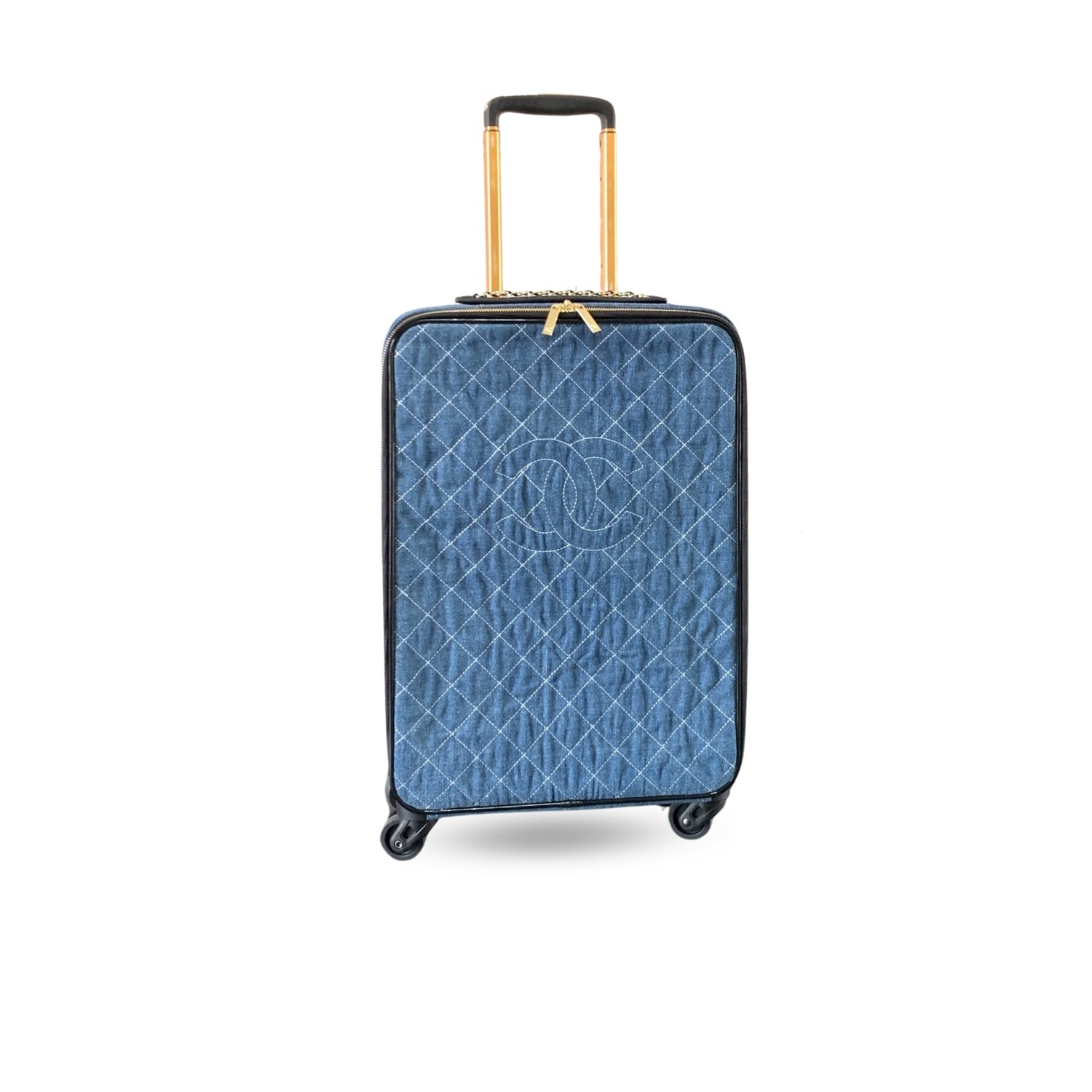 chanel-classic-diamond-quilted-suitcase.jpg Chanel Classic Diamond-Quilted Suitcase Blue For Women 19.7in/50cm - Image 1