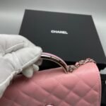 Chanel Clutch With Chain Top Handle Bag 7.3in/ 18.5cm Pink Silver Hardware For Women - Image 8