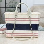 Chanel Deauville Large Tote Bag 14in/ 35cm Beige Gold Hardware For Women - Image 9