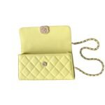 Chanel Flap Bag Phone Holder With Chain Crossbody 7.1in/ 18cm Yellow Gold Hardware For Women - Image 3