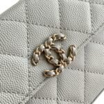 Chanel Flap Bag Phone Holder With Chain Crossbody 7.1in/ 18cm Light Blue Gold Hardware For Women - Image 6