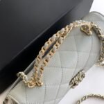 Chanel Flap Bag Phone Holder With Chain Crossbody 7.1in/ 18cm Light Blue Gold Hardware For Women - Image 5