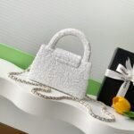 Chanel Kelly Sequin Top Handle Bag 7.8in/ 19cm White Gold Hardware For Women - Image 4