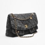 Chanel Flap Bag Maxi Crossbody Bag 17.7in/ 45cm Black Denim Gold Hardware For Women AS5727-B22144-94305 - Image 3