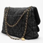Chanel Flap Bag Maxi Crossbody Bag 17.7in/ 45cm Black Denim Gold Hardware For Women AS5727-B22144-94305 - Image 5