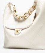 Chanel Maxi Hobo Top Handle Bag 18.5in/ 47cm White Gold Hardware For Women AS5838-B22140-10601 - Image 5