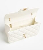 Chanel Mini Flap Bag Top Handle 7.9in/ 20cm White Gold Hardware For Women AS5670-B21344-U3527 - Image 3