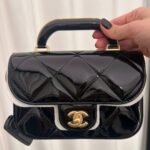 Chanel Flap Bag Mini Top Handle Bag 7.3in/ 18.5cm Black Gold Hardware For Women AS5805-B21985-94305 - Image 2