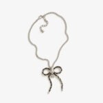 Chanel Bow Necklace Gold Pearly White Crystal For Women - ABG343-B21853-U3436