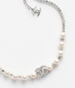 Chanel Pearl & CC Necklace Silver Pearly White For Women - ABG208-B21704-U2865 - Image 3
