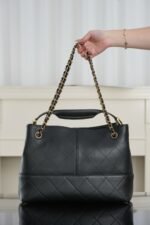 Chanel Small Shopping Tote Bag 14.2in/ 36cm Black Gold Hardware For Women - Image 7