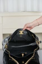 Chanel Small Shopping Tote Bag 14.2in/ 36cm Black Gold Hardware For Women - Image 9