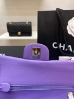Chanel Classic Timeless Small Crossbody Bag 10in/ 25cm Caviar Violet Silver Hardware For Women - Image 5