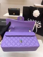 Chanel Classic Timeless Small Crossbody Bag 10in/ 25cm Caviar Violet Silver Hardware For Women - Image 6