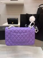 Chanel Classic Timeless Small Crossbody Bag 10in/ 25cm Caviar Violet Silver Hardware For Women - Image 7